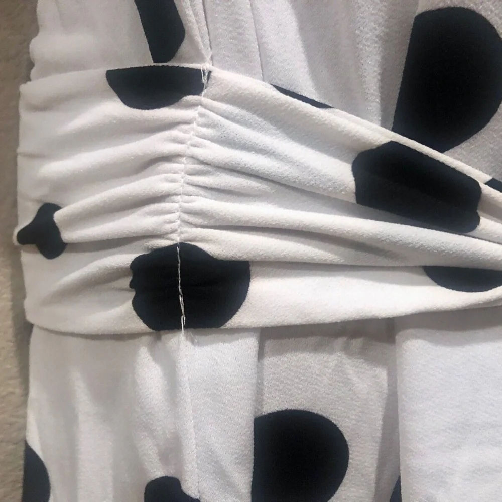 INC Women's White/Black Polka Dot Tie Front Sleeveless Dressy Tank Top Plus 0X - Picture 4 of 11